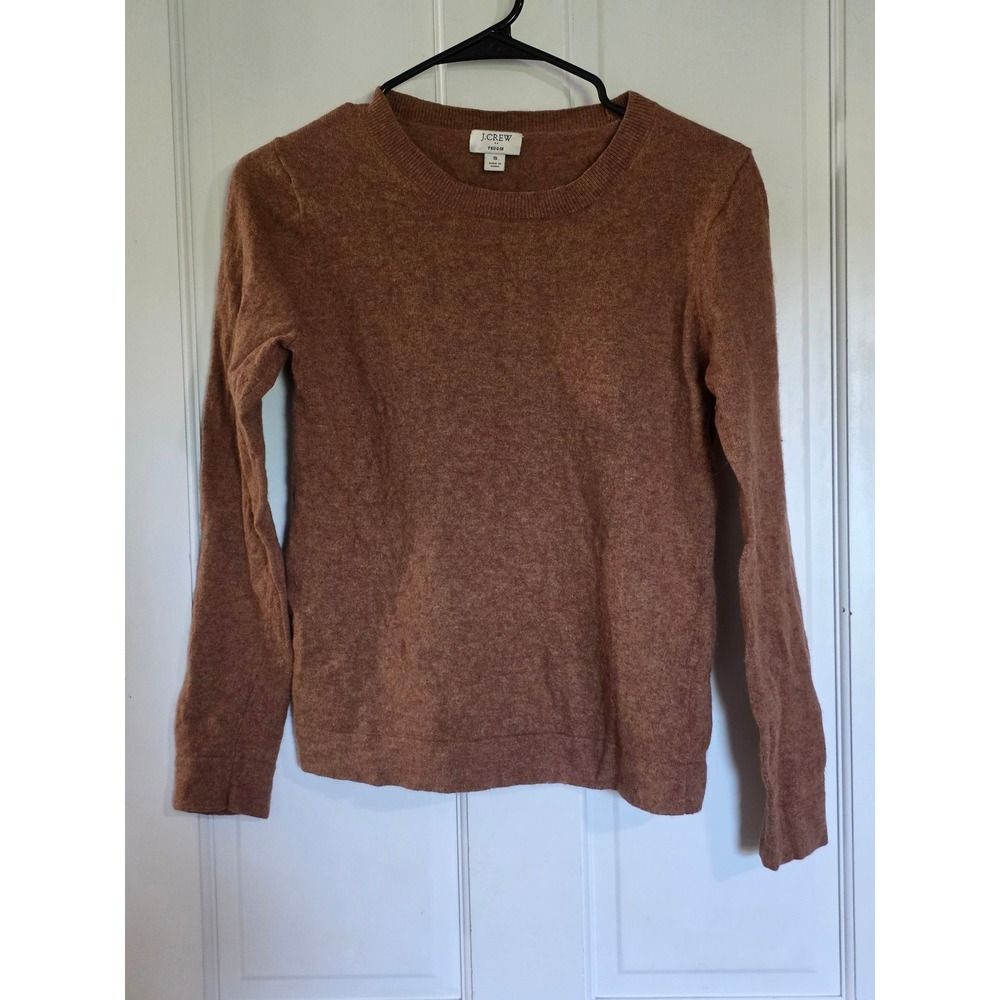 JCrew Teddie Sweater Brown Wool Blend Heathered Knit Crew Neck Long Sleeve Small